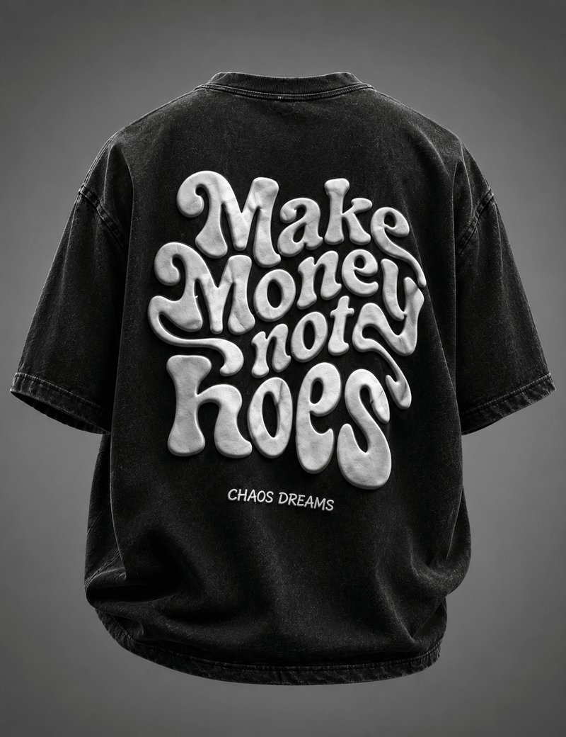 Chase Dreams Not Attention Oversized Black Graphic T-Shirt | 240 GSM Premium Cotton - DevilDrip.in