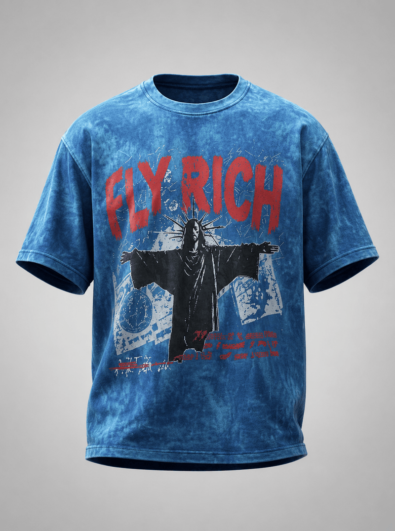 Fly Rich | Tie-Dye Oversized T-Shirt - DevilDrip.in