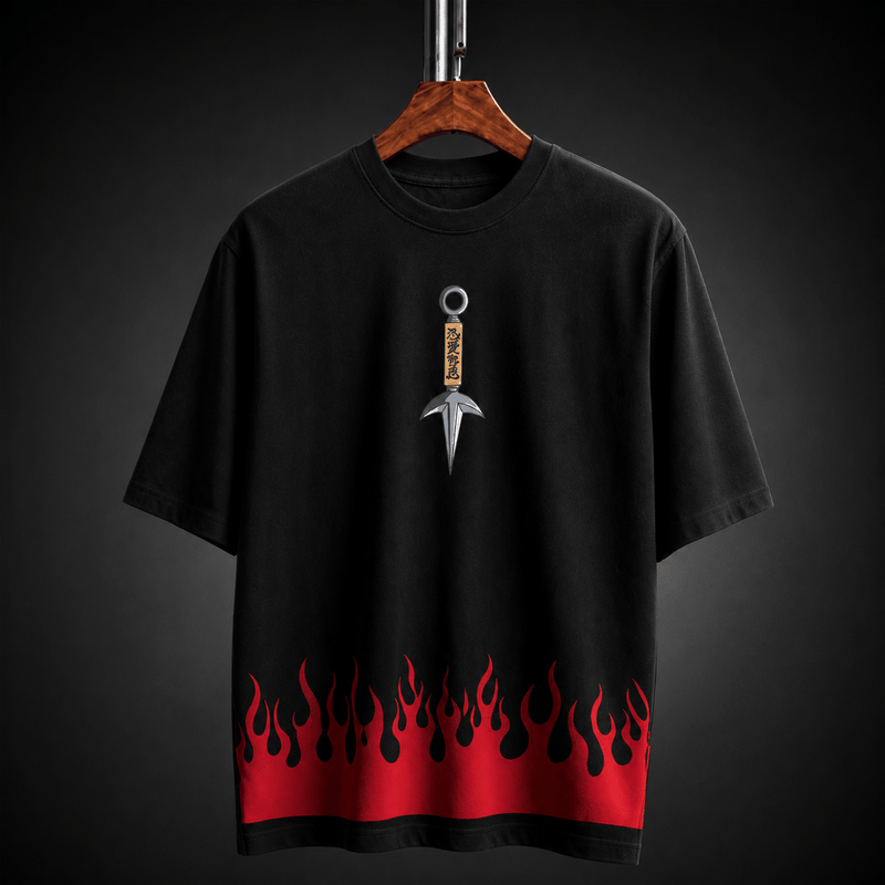 Shinobi Flame Premium Oversized Unisex Graphic T-Shirt - DevilDrip.in