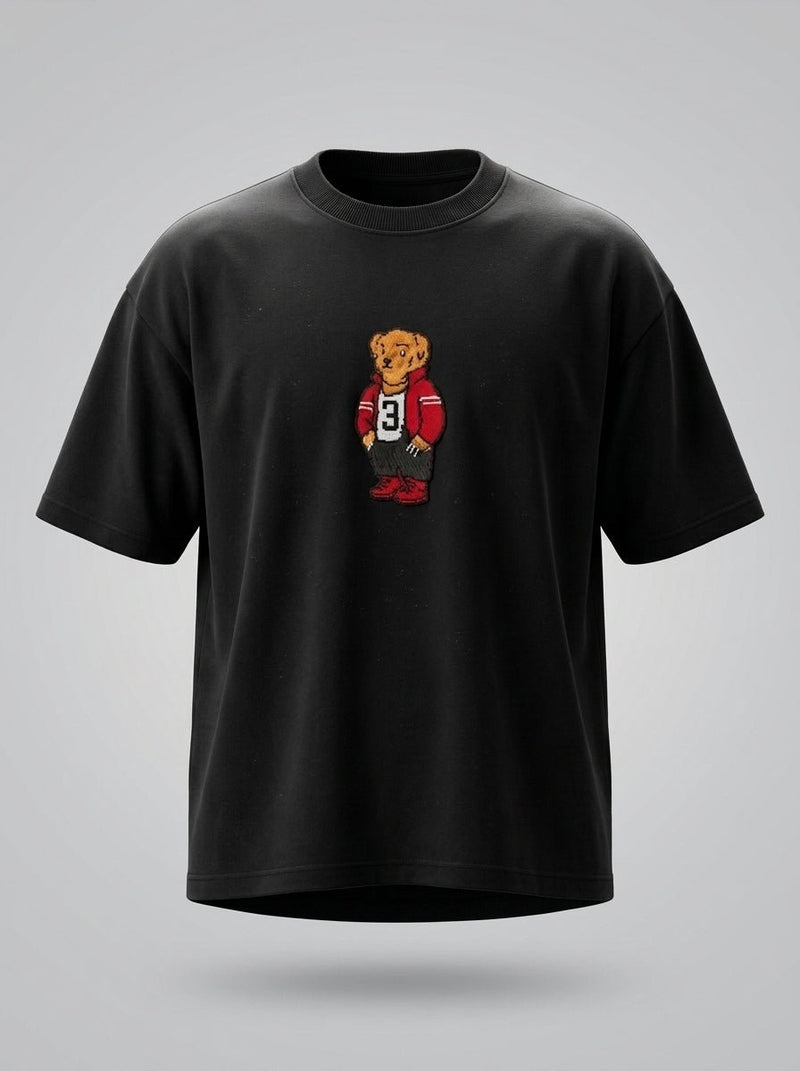 Teddy Bear Oversized T-Shirt – Black | 240 GSM Premium Cotton - DevilDrip.in