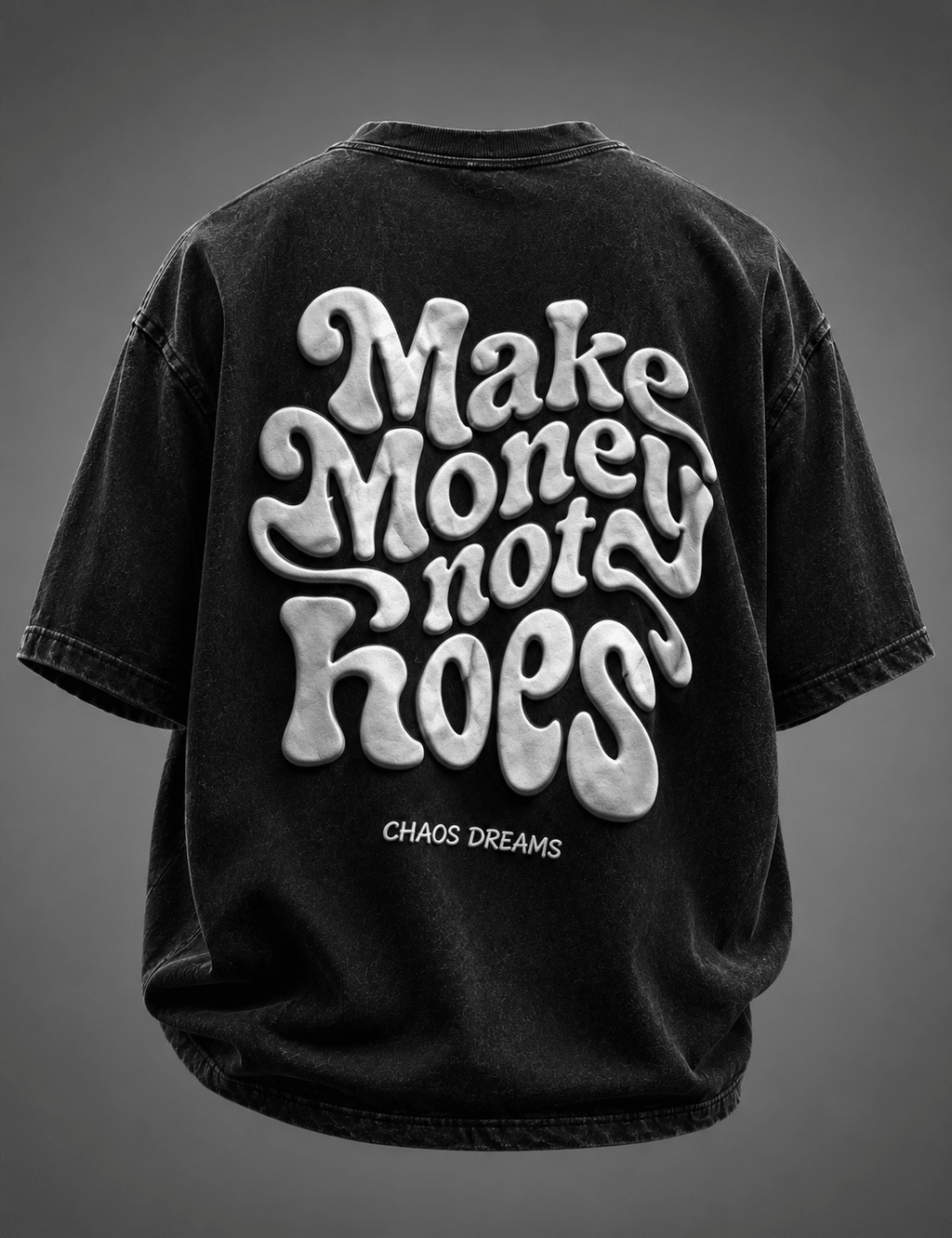 Chase Dreams Not Attention Oversized Black Graphic T-Shirt | 240 GSM Premium Cotton - DevilDrip.in