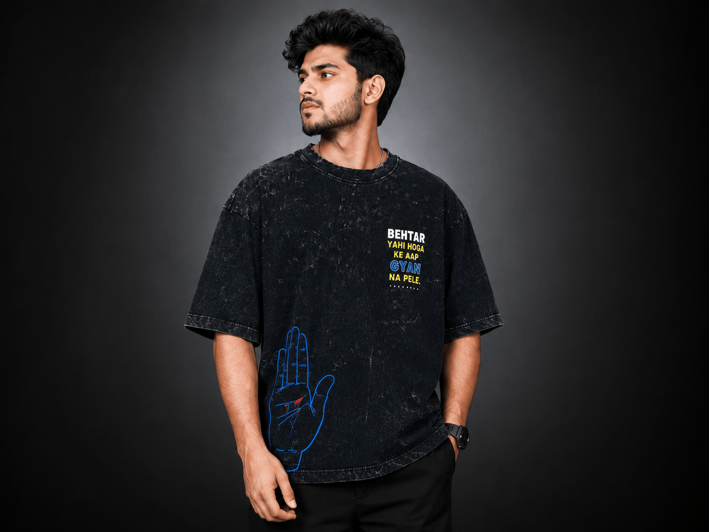 Gyaan Mat Do – Street Edition | Premium Oversized Unisex Vintage Acid Wash T-Shirt - DevilDrip.in