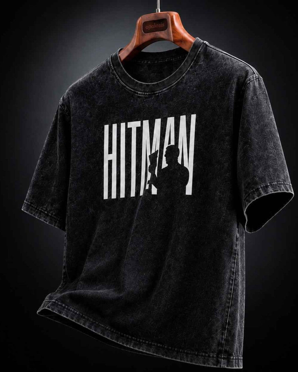 Hitman Graphic T-Shirt | Premium Oversized Unisex Acid Wash Cotton Tee - DevilDrip.in
