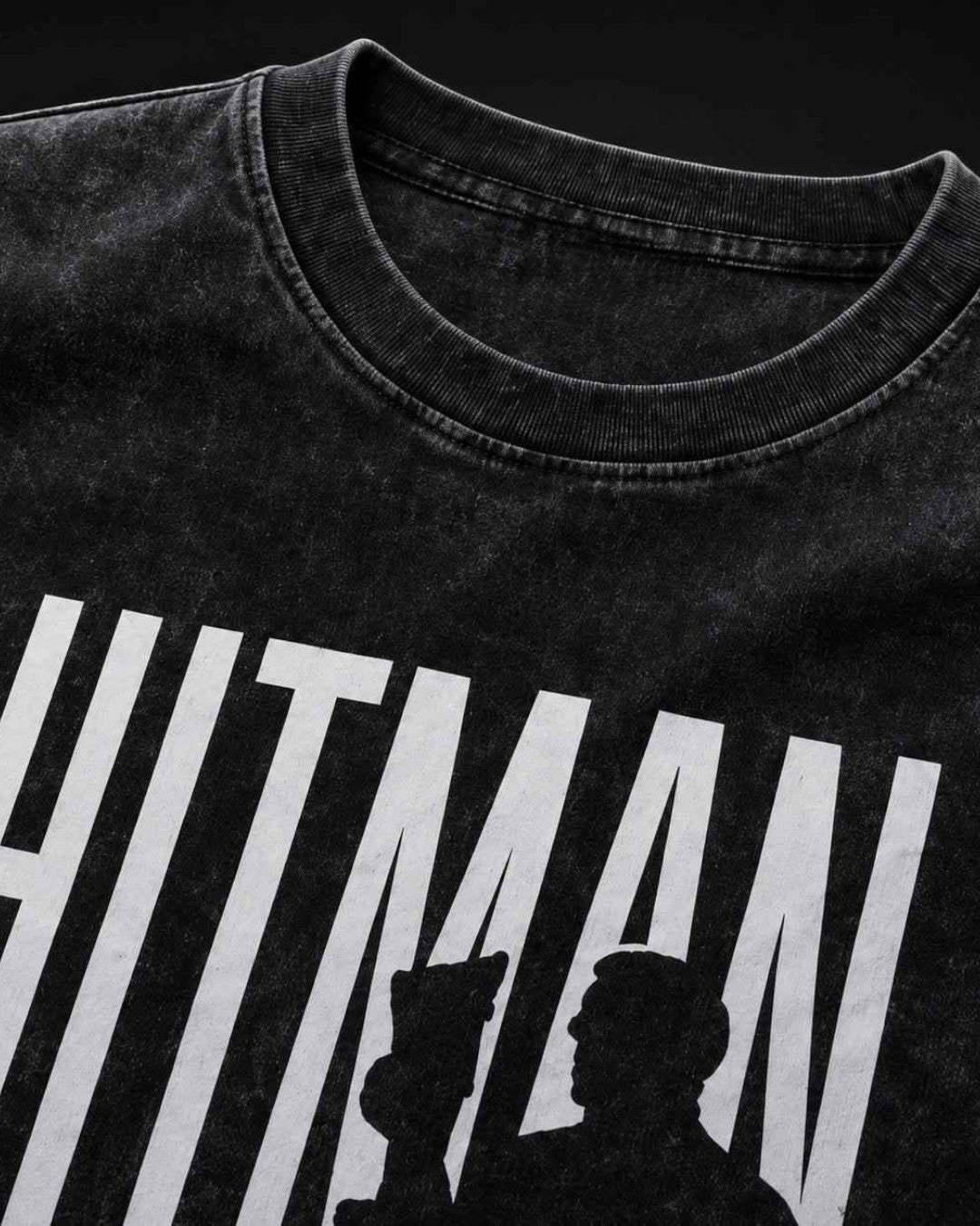 Hitman Graphic T-Shirt | Premium Oversized Unisex Acid Wash Cotton Tee - DevilDrip.in