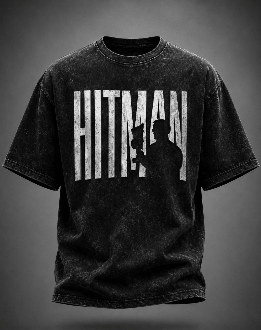 Hitman Graphic T-Shirt | Premium Oversized Unisex Acid Wash Cotton Tee - DevilDrip.in