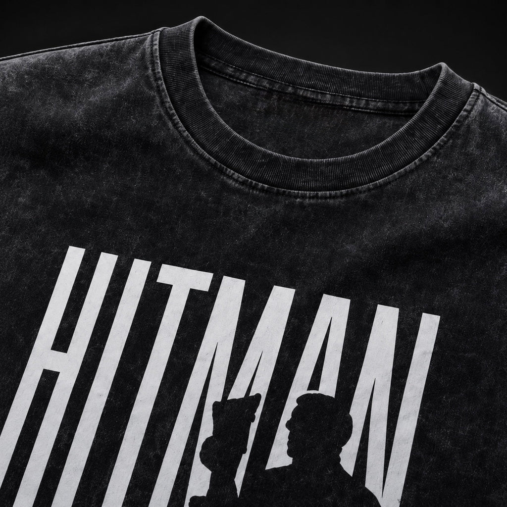 Hitman Graphic T-Shirt | Premium Oversized Unisex Acid Wash Cotton Tee - DevilDrip.in