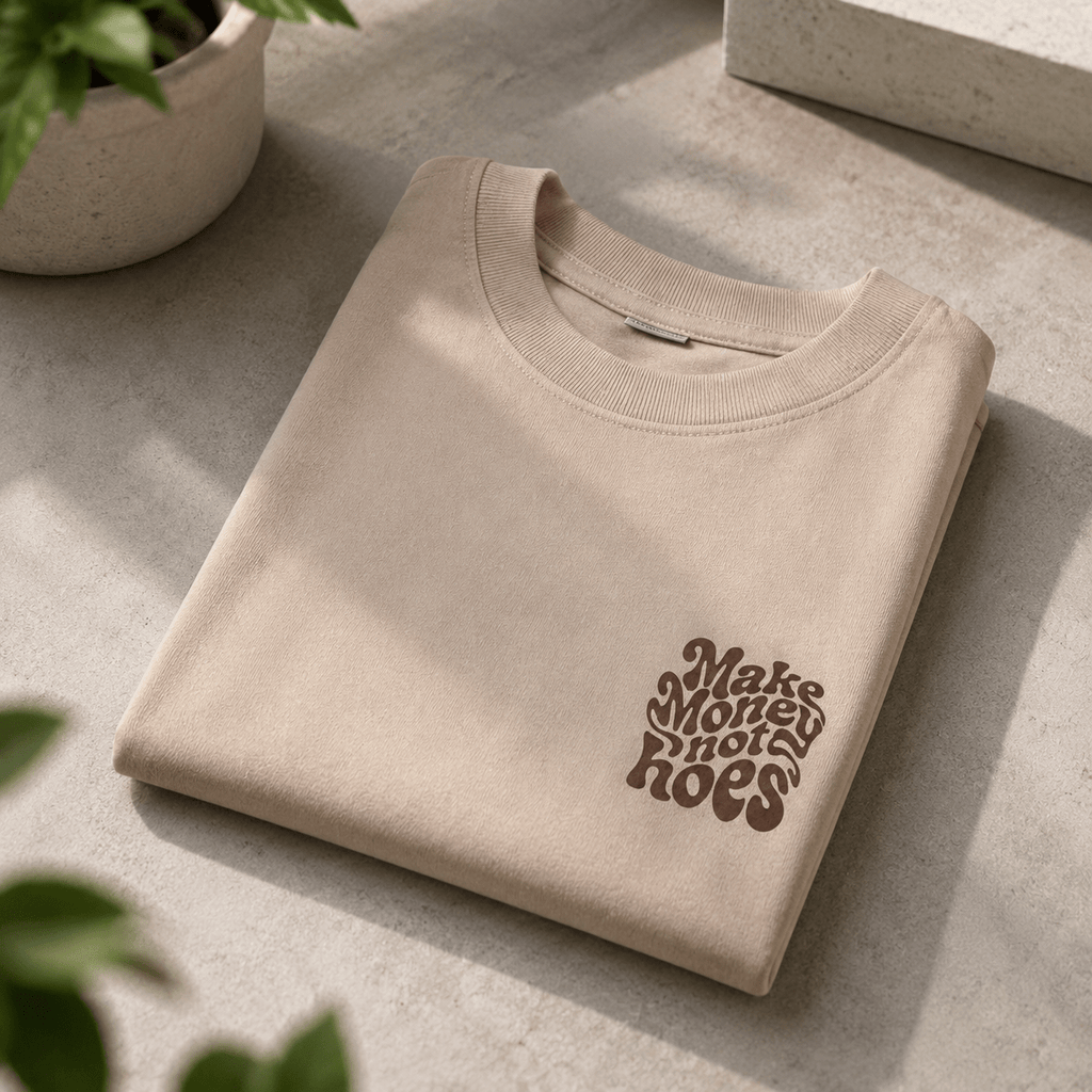 Make Money Not Hoes Oversized Beige Graphic T-Shirt | 240 GSM Premium Cotton - DevilDrip.in