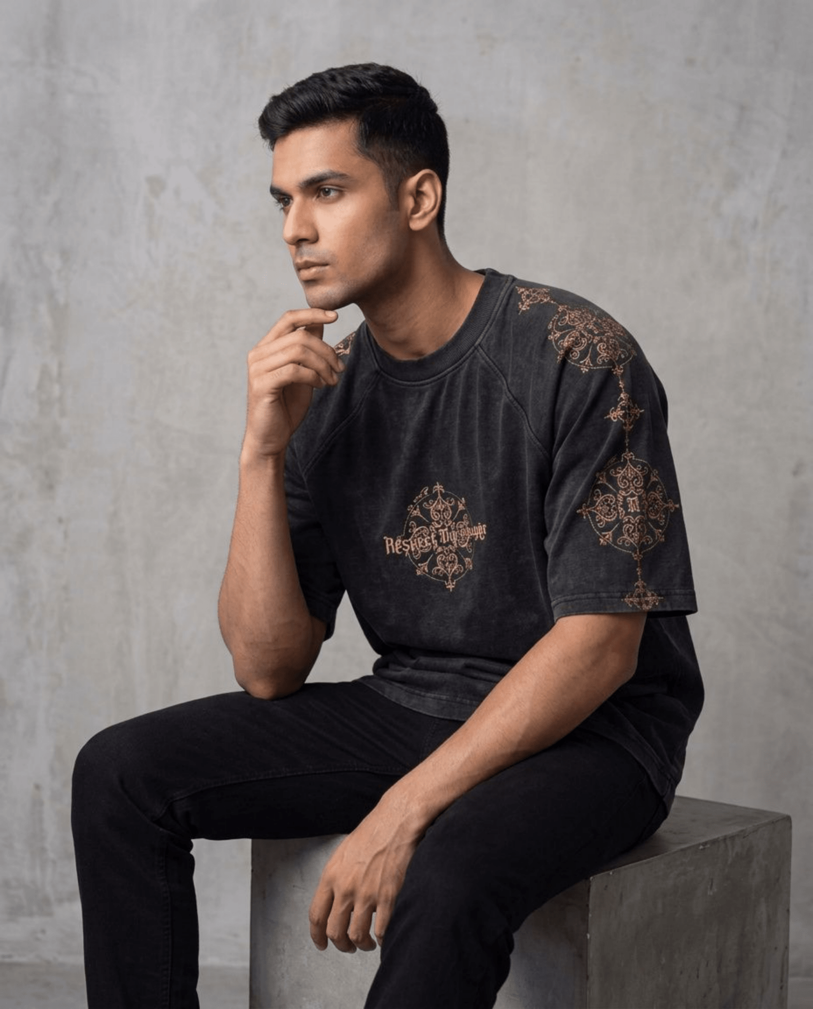 Respect The Power | Embroidered Effect T-Shirt - DevilDrip.in