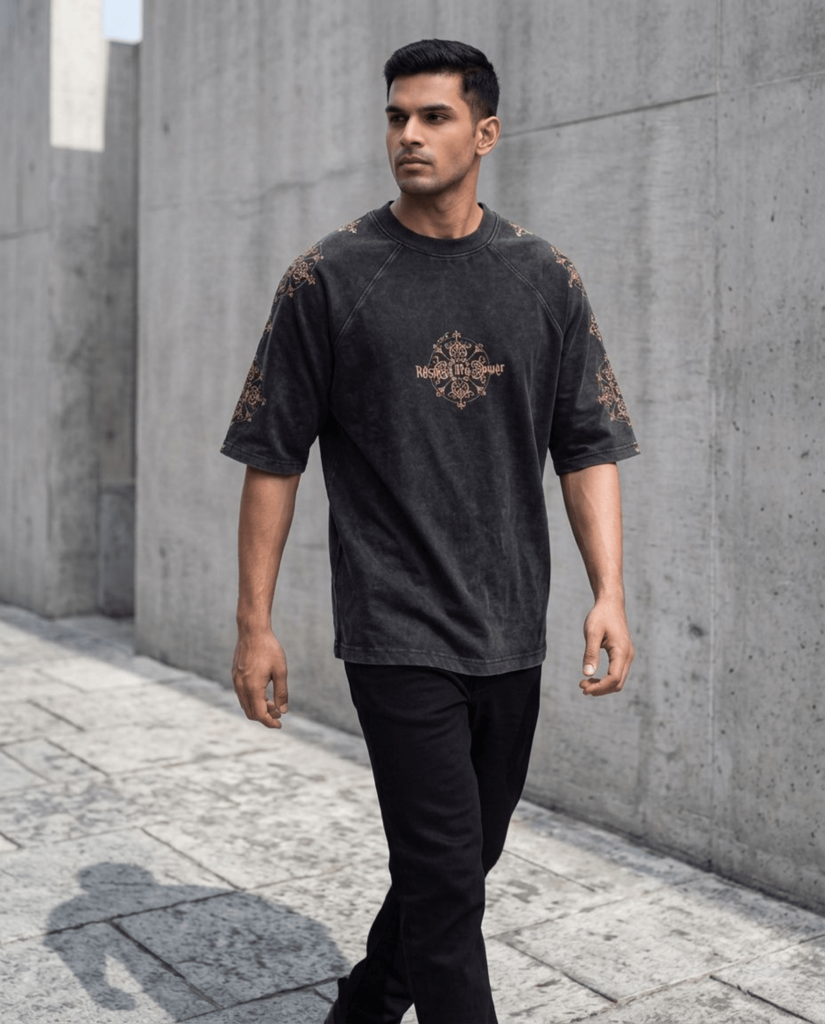 Respect The Power | Embroidered Effect T-Shirt - DevilDrip.in