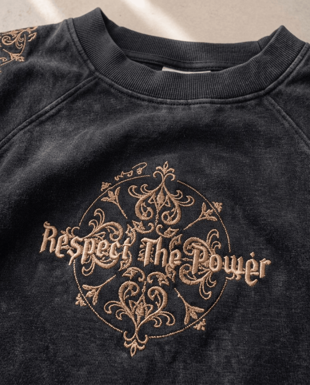Respect The Power | Embroidered Effect T-Shirt - DevilDrip.in