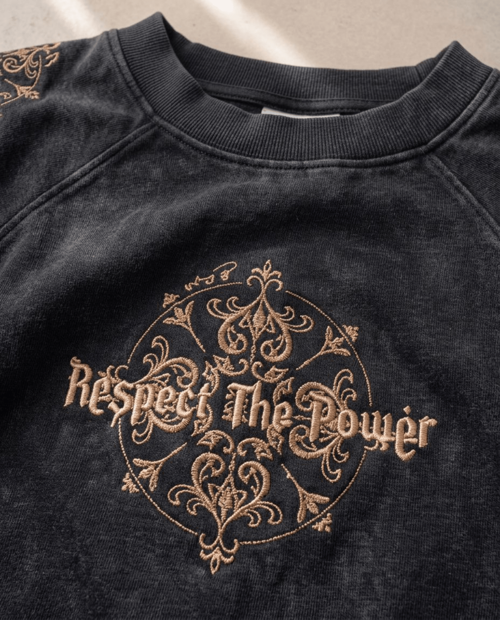 Respect The Power | Embroidered Effect T-Shirt - DevilDrip.in