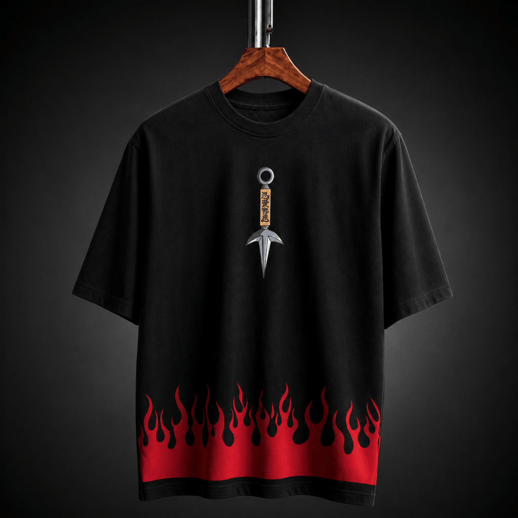 Shinobi Flame Premium Oversized Unisex Graphic T-Shirt - DevilDrip.in