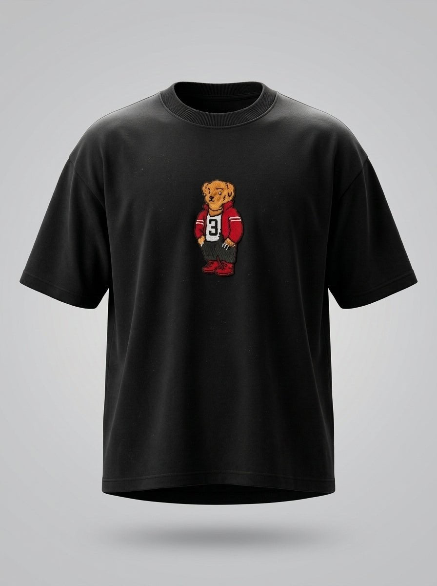 Teddy Bear Oversized T-Shirt – Black | 240 GSM Premium Cotton - DevilDrip.in