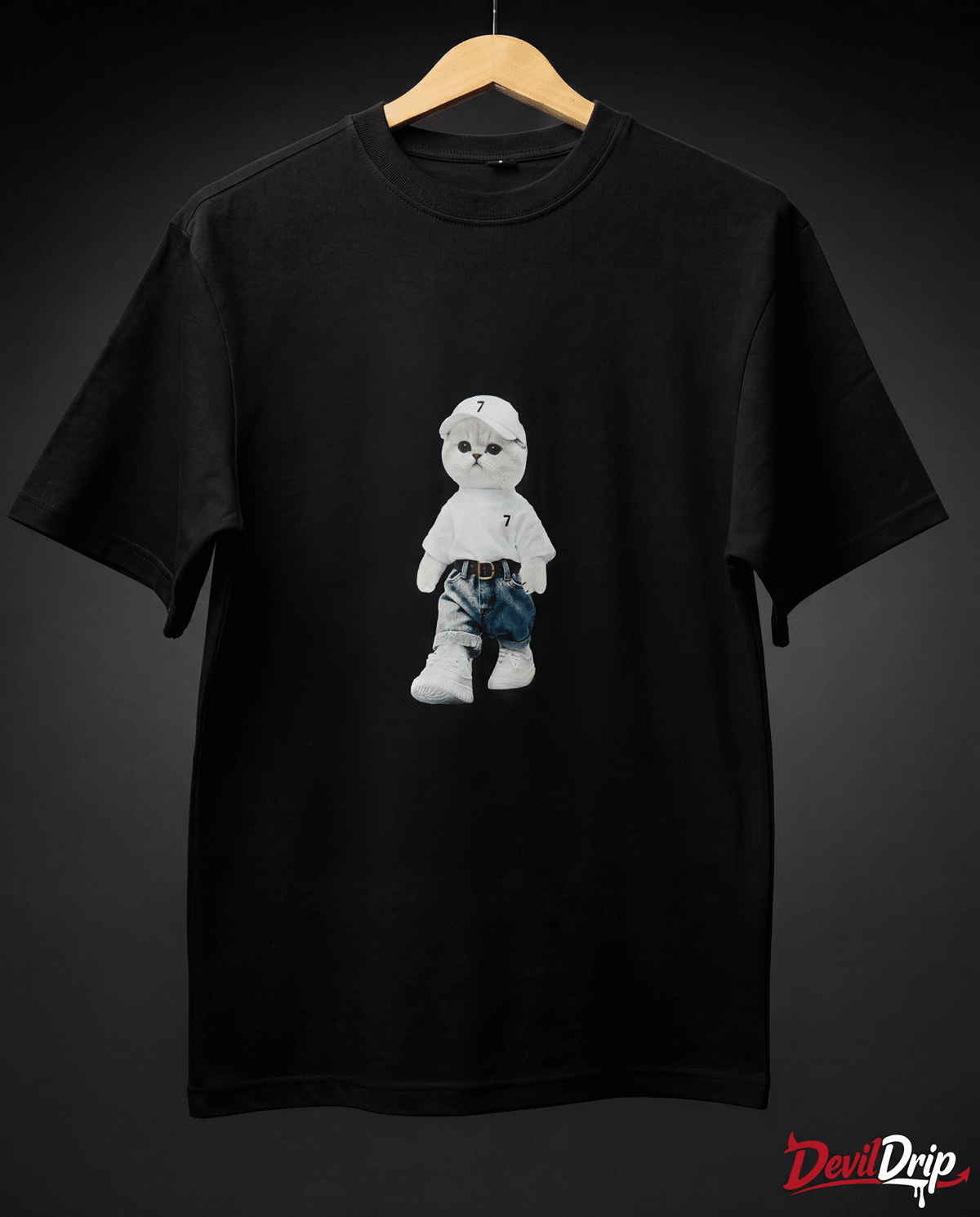 Urban Kitty Oversized T-Shirt – Black | Premium 240 GSM Cotton - DevilDrip.in