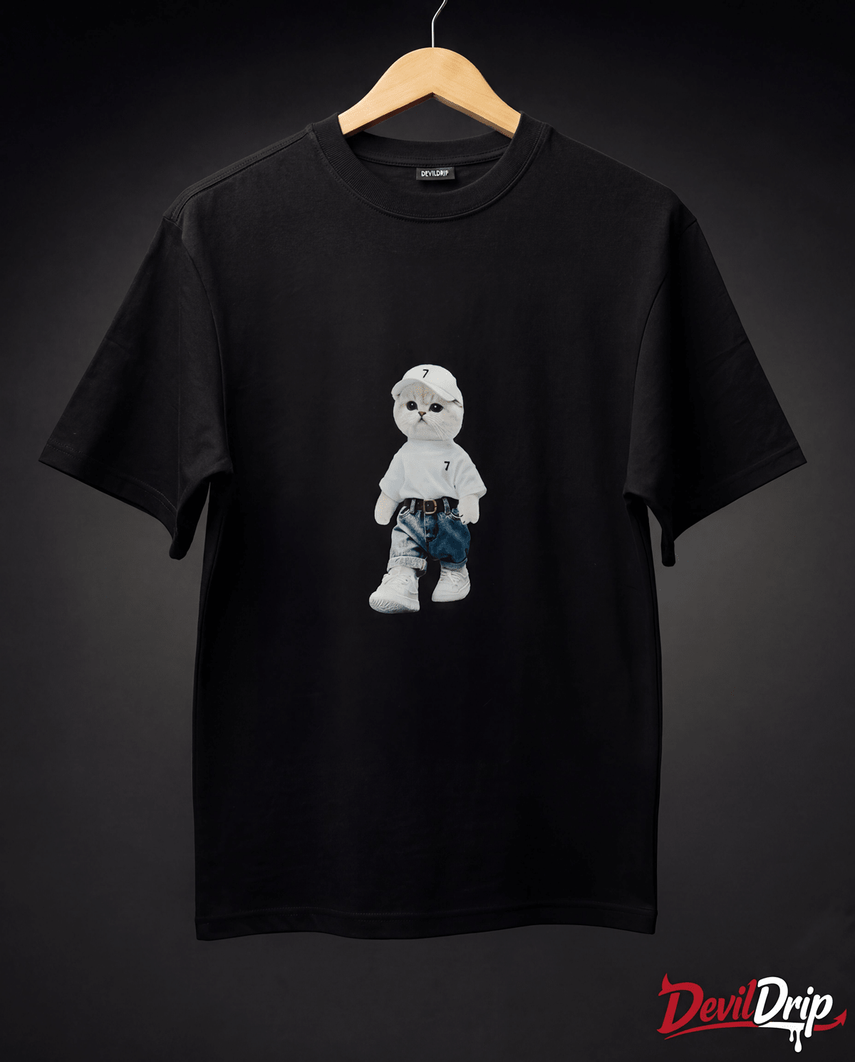 Urban Kitty Oversized T-Shirt – Black | Premium 240 GSM Cotton - DevilDrip.in
