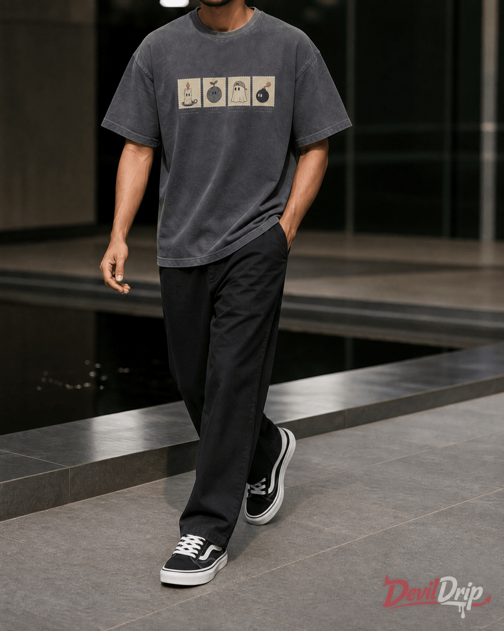 Vintage Washed Stamp Graphic T-Shirt - DevilDrip.in