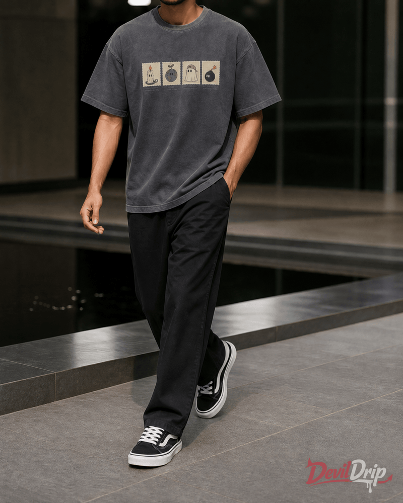 Vintage Washed Stamp Graphic T-Shirt - DevilDrip.in