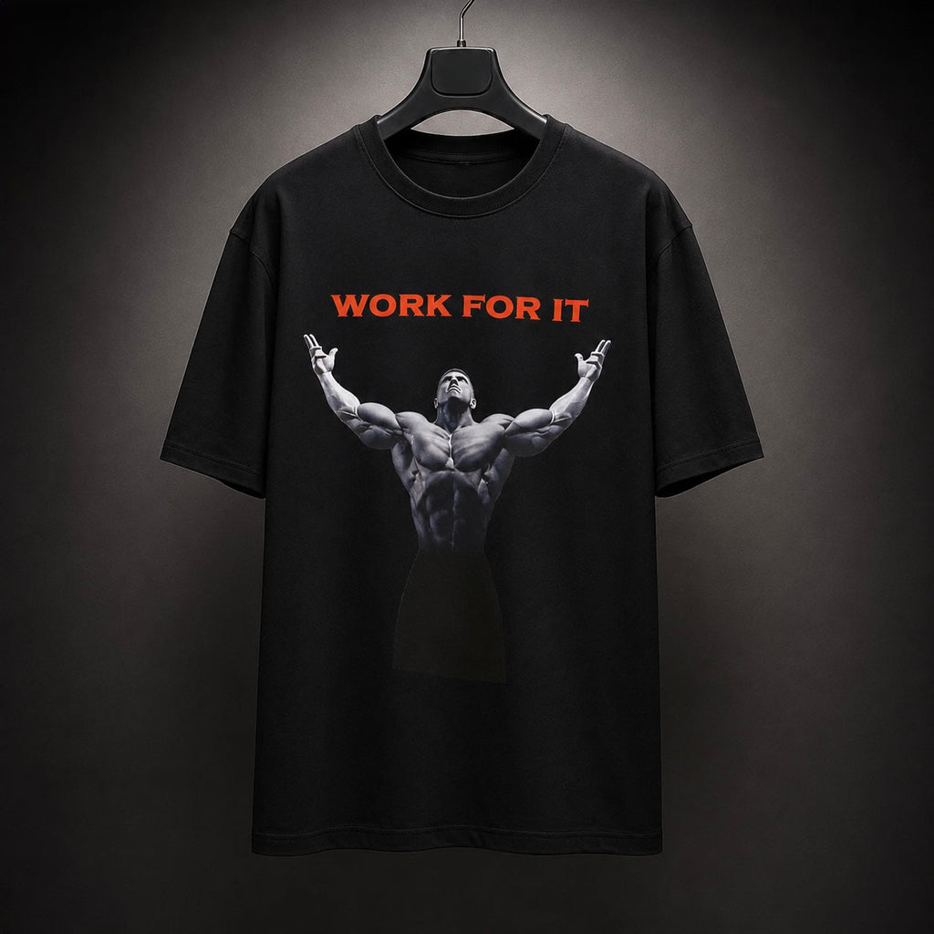 Work For It Premium Oversized Unisex Graphic Gym T-Shirt | 240 GSM Cotton - DevilDrip.in