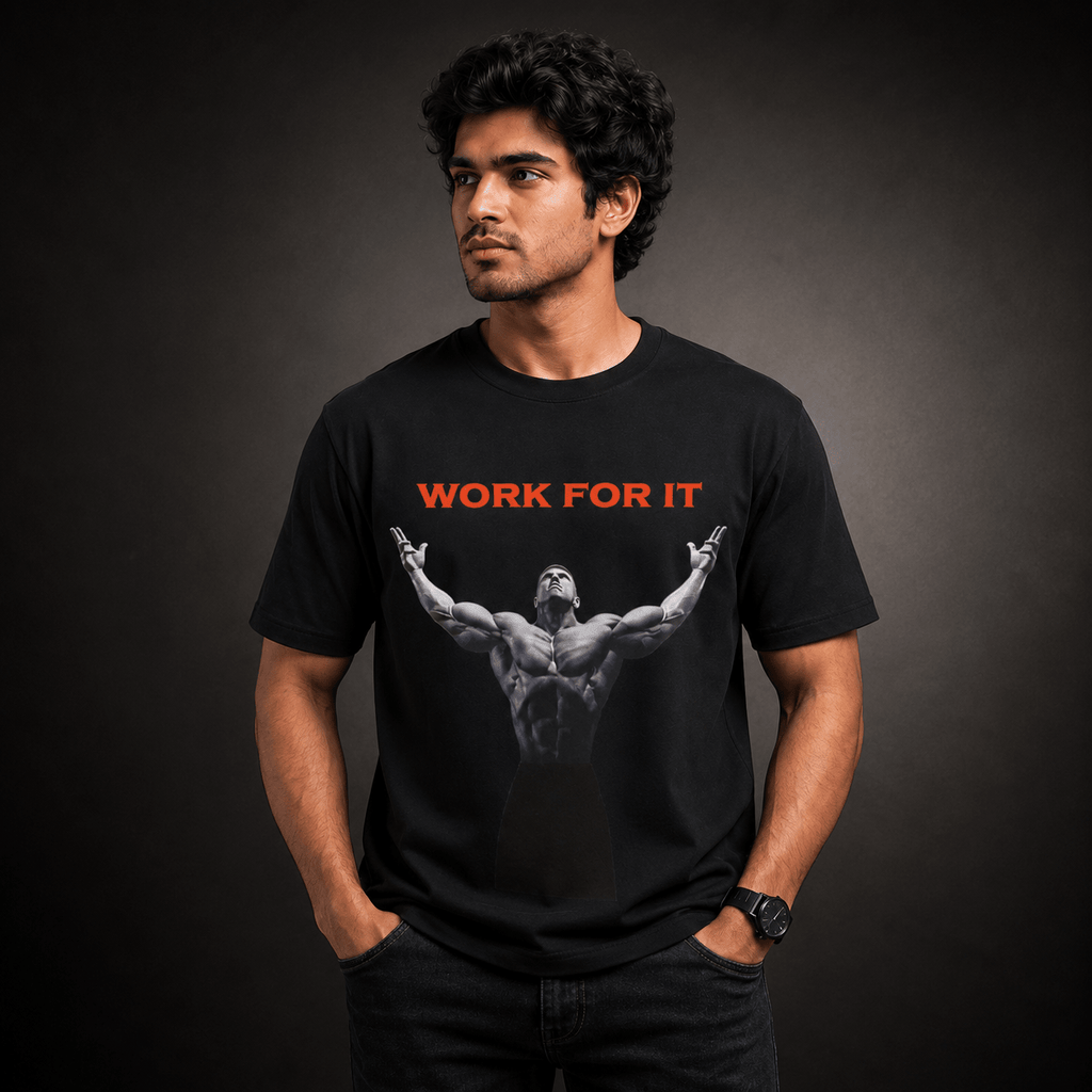 Work For It Premium Oversized Unisex Graphic Gym T-Shirt | 240 GSM Cotton - DevilDrip.in